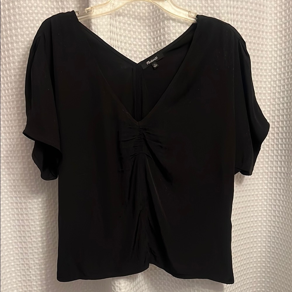 Madewell Black Blouse Short Sleeve